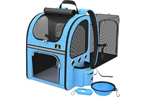 S4LTHER 'S S4LTHER'S Zaino per Cani - Zaino per Gatti Espandibile - Zaino Gatto con Abbeveratoio - Zaino Gatto Trasporto Espansibile con Tracolla - Zaino Cane Peso Massimo 8 KG - Trasportino Gatto Zaino