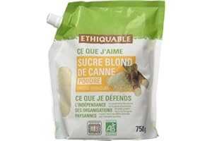 Ethiquable Sucre Blond de Canne Poudre Paraguay Doypack Bio et Equitable 750 g Producteurs Paysans