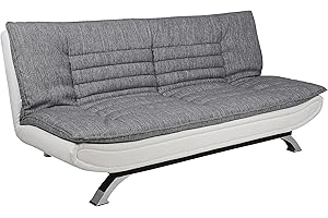 ‎AC DESIGN FURNITURE AC Design Furniture Jasper Bettcouch Hellgrau/Weiß, Schlafsofa mit 3 Liegepositionen, Moderner 3-Sitzer Ohne Armlehne, Gepolstert mit Verchromten Beinen, L: 196 x H: 91 x T: 98 cm