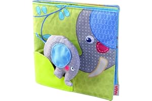 HABA 300146 - Stoffbuch Elefant Egon, weiches Knisterbuch mit vielen Fühl- und Spieleffekten, wunderschön gestaltetes Babyspielzeug ab 6 Monaten