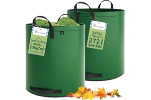 TTL Garden 2 sacchi da giardino Super Solid, 272 l, colore verde, doppio fondo, 2 x 200 g/m², extra stabili e antistrappo, 4 manici, grandi e robusti, set da 2 sacchi per foglie, siepe, rifiuti da