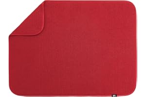 S&T INC. Absorbent, Reversible XL Microfiber Dish Drying Mat for Kitchen, 18 Inch x 24 Inch, Racer Red