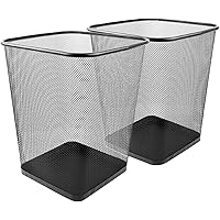 Callas Metal Mesh Square Wastebasket for Home, Kitchen and Office(Black, Large) - Set of 2