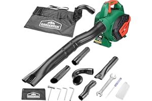Souffleur de Feuilles 4en1 Essence air 68m/s Sac 45L Outils Inclus aspirateur de Feuilles broyeur végétaux souffleur Jardin