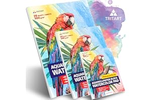 Papel de acuarela A4 A3 A5 juego completo | Juego de blocs de papel acuarela blanco de 300 g| Cada Bloc con 20 hojas de Tritart