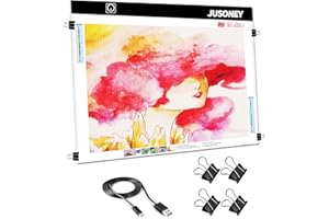 JUSONEY Diamond Painting Leuchttisch A2 Light Pad Diamond Painting Zubehör Zeichentisch zum Zeichnen Skizzieren Malen Animation Diamond Painting mit 4 Befestigungsclips