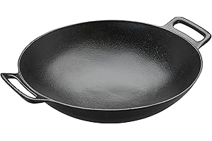 RÖSLE VARIO Wok, Hochwertiger Wok aus emailliertem Gusseisen zum scharfen Anbraten, asiatische Küche, für Herd und Grill geeignet