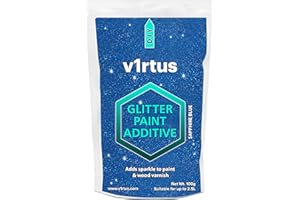 V1rtus Bleu saphir Cristaux de peinture à paillettes Additif 100 g pour peinture émulsion pour une utilisation avec intérieur/extérieur Mur, plafond, bois, métal, vernis, mat, doux ou sont en soie