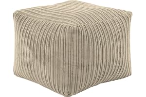 Hippo Relaxing Footstool Cube Bean Bag | Home Furniture Living Room | Lightweight Soft & Comfy | Jumbo Cord Square Foot Rest Pouffe Beanbags (Steel)
