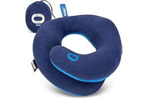 BCOZZY 8-12 Y/O Kids Travel Pillow for Car & Airplane, Soft Kids Neck Pillow for Traveling in Car Seat, Provides Double Support for Toddlers Head & Chin in Road Trips, Washable, Medium Size, Navy