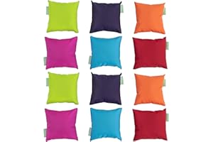 Gardenista Small Decorative Cushions 18x18cm | 6 Pcs Mixed Bright Colours Mini Cushions | Waterproof Small Pillow Set for Rattan, Patio, and Garden Furniture | Hypoallergenic Hollowfibre Filled