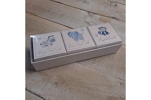 White Cotton Cards 3-in-1 Baby's First Tooth/Curl/Hospital Bracelet Box (Blue)