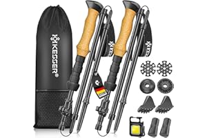 ‎KESSER KESSER® Wanderstöcke Aluminium oder Carbon mit Korkgriff | Nordic Walking Stöcke für Damen & Herren faltbar oder Teleskop Trekkingstöcke zum Wandern, Trekking, Skitour & Bergsport inkl. Camping-Licht