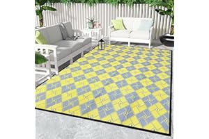 ‎ARSUK ARSUK Outdoor Kunststoff Teppich – 210x150cm groß, für Terrasse, Garten, Strand, Camping, Balkon, Veranda, Hinterhof – Waschbar, Tragbar, Bequem, Langlebig & UV-beständig