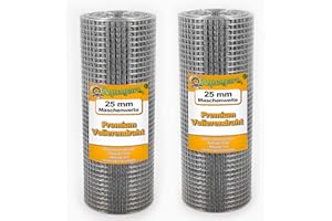 Aquagart® Volierendraht Hasendraht Drahtgitter Maschenweite verzinkter Maschendraht-Zaun, robustes Schweißgitter verschieden Ausführungen (25m Volierendraht 25mm 0,5m breit)