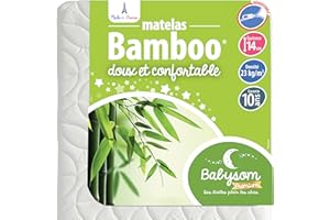 Babysom - Matelas Bébé Bamboo - 60x120 cm | Viscose au Toucher Ultra Doux | Aéré et Absorbant | sans Traitement Chimique | Épaisseur 14 cm | Déhoussable | Oeko-Tex® | Fabrication française