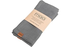 ‎MIQIO MIQIO® Design Baumwollservietten I 6er Set I 45x45 cm I Stoff-Servietten aus 100% Bio-Baumwolle I GOTS, BCI und Ökotex Zertifiziert I Dunkelgrau