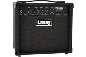 LANEY LX15B Bass Amp - Amplificador de guitarra portátil de 3 EQ Combo Perfecto para principiantes. Auriculares para la práctica silenciosa y aux para atascarse. - 15 vatios - negro