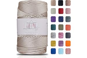 Makromecity Makramee Garn 2mm x 230m Premium Polyester Macrame Cord Polypropylene Yarn für Handwerk Wohndekorationen Platzteller Umhängetasche Handtasche Runner (Latte, 1 Strang)
