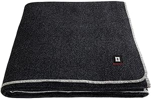 EKTOS 100% Wool Blanket, 5.0 lbs, Warm, Thick, Washable, Large 66" x 90" | Perfect for Camping, Outdoor Adventures, Sporting Events, Survival & Emergency Kits (Charcoal Grey)