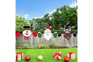 ZEXUPORIUM 3 Pcs Decoration Noel Exterieur pour Clôture, 40cm x 30cm Pere Noel Exterieur, Decoration Renne de Deco Noel Exterieur, Bonhomme de Decoration Exterieur Noel, pour I'extérieur pour Jardin, Cour, Fête