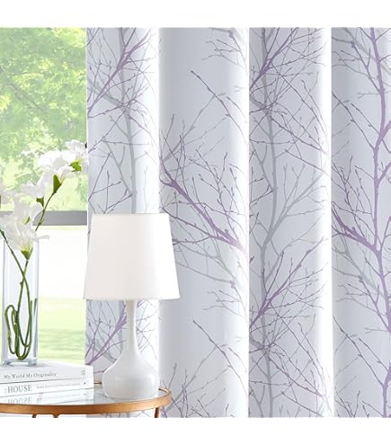 FMFUNCTEX Tende Oscuranti Floreali Con Occhielli – 2 Pannelli 150x200 Cm, Grigio Con Stampa Bianca, Isolamento Termico E Riduzione Del Rumore, Per Camera Da Letto - copertina