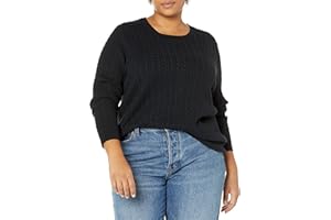 Amazon Essentials Jersey de Cuello Redondo y Manga Larga en Ligero Punto Trenzado (Disponible en Tallas Grandes) Mujer