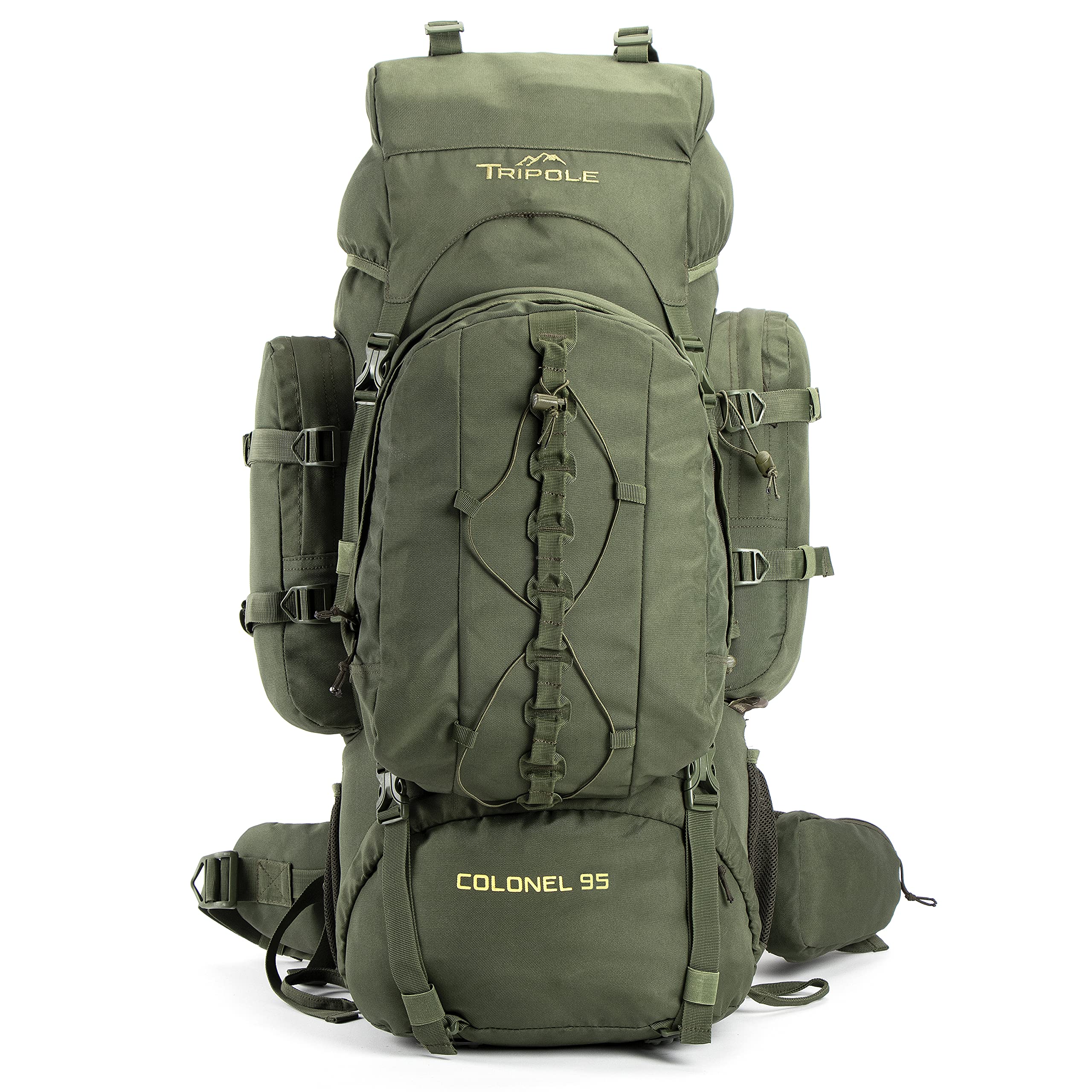 Tripole Colonel Series Internal Frame Rucksack - with Detachable Daypack & Rain Cover (Army Green, 95 Litres)