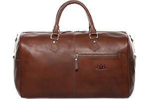 SID & VAIN Bolso de viaje grande cuero I Bolso de deporte fin de semana con funda extraíble para el portátil I Maletín viaje Weekender, Equipaje de mano cabina SEATTLE hecho a mano