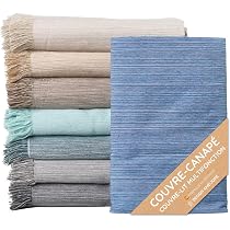 Plaid Canapé 100% Coton 180x260cm - Couverture Multiusos Beige Pour Lit/Canapé - Hiver Et Automne