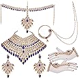 Lucky Jewellery Wedding Designer Gold Plated Dulhan Choker Bridal Set with sheeshpatti for Girls & Women (2475-L1ZS-KD124-)