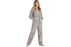 CityComfort Pijama Mujer Invierno, Conjunto de Pijama 2 Piezas Mangas Larga Pantalon Largo, Pijamas Polar Super Suave con Estampado Animal