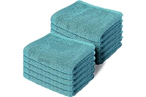 Makooz 10 Pc Face Flannels Pack - 500 GSM 100% Egyptian Cotton Towel Set - Quick Dry and Absorbent Wash Cloth - Easy Drying Kitchen and Bath Flannel for Home Spa & Professional Use -Kingfisher 30X30CM
