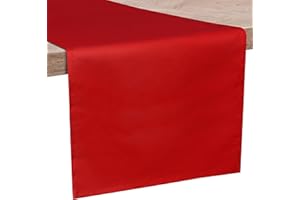 SweetNeedle Home Runner da Tavolo per Sala da Pranzo a 6 Posti - Rosso 100% Cotone Twill Tinto, Tessuto Decorativo in Tinta Unita per Feste, Ristoranti ed Esterni - Lavabile in Lavatrice