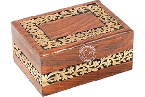 Hind Handicrafts Handmade & Handcrafted Rosewood Borders Engraving Wooden Cremation Box/Urns for Human Ashes Adult, Funeral Urn Box (Large : 9" x 5.5" x 4.5" - 180lbs or 72kg, Golden Border)