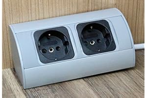 Vorex 2 enchufes de Esquina para Cocina, baño, Sala de Estar, Mueble Doble Toma Ideal para encimera de Cocina como Toma empotrada, Color Gris