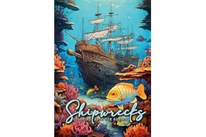 Schiffswrack Malbuch für Erwachsene: Ozean Malbuch für Erwachsene | Meerestiere Malbuch Erwachsene | Unterwasser Malbuch | Geschenk Taucher: Ocean ... Grayscale | Sea Life Coloring Book Adults |