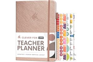 Clever Fox Teacher Planner – School Year Planner with Calendars & Lesson Plans – Teacher Plan Book for Classroom & Homeschool Organization - Undated, 18x25cm, Hardcover (Rose Gold)