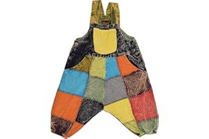 Gheri Kids Colorful Patchwork Cotton Harem Dungarees