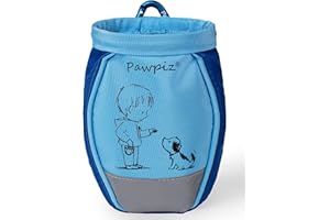 Pawpiz Dog Treat Pouch | Cute Clip-on Dog Treat Bag with Waist Clip, Carabiner & Side Pocket | Waterproof Lining & Water-Resistant Shell | UK Brand (Blue Jeans)