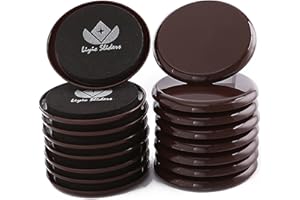 LIYIC 16 Pack Brown Reusable 3-1/2 inch Round Carpet Furniture Sliders,3.5" Furniture Mover, Reusable Pads,Furniture Slider,Furniture Moving Pads for Carpet,Furniture Moving Slider.Carpet Sliders