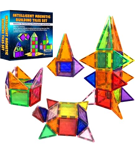 Piastrelle Magnetiche Blocchi Costruzione, Giocattolo Educativo STEM Per Bambini 4-12 Anni, Plastica