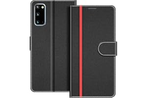 COODIO Handyhülle für Samsung Galaxy S20 Handy Hülle, Samsung Galaxy S20 Hülle Leder Handytasche für Samsung Galaxy S20 Klapphülle Tasche, Schwarz/Rot