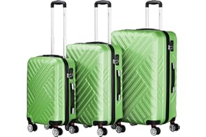 Zelsius 3 Piece Luggage Set | Green | ABS Hard Shell Suitcase Set with Combination Lock | 4 Double Wheels and Inner partition | Suitcases with Wheels | Lightweight Luggage Set | Travel Luggage Set