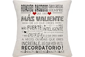 Bommex Querida Hermana Recuerda Siempre Que Eres más Valiente de lo Que Crees Inspiración Funda de Cojín para Hermana Mejor Hermanas Cumpleaños Recordatorio (Querida Hermana)