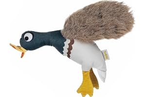 PetLove Hunt n Piszcząca drewniana kaczka, pluszowa zabawka dla szczeniaka z naturalnym kauczukiem biodegradowalnym piszczącym i marszczonym dźwiękiem papieru, wykonana z bezpiecznych, nietoksycznych