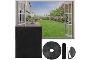 MOGITO Moustiquaire Fenetre Recoupable, Filet Anti-Insectes avec Bande Auto-Agrippante, Moustiquaire Adhésive pour Fenêtre, Auto-Adhésive et sans Perçage (110x130cm, Noir)