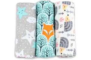 ‎FENSILO FENSILO|Moltontücher|Spucktücher Baby - 3er Pack - 80x80cm – Spucktuch – 100% Baumwolle Flanell Weiss,Bunt - Moltontuch Unisex– Spucktücher für Jungen oder Mädchen