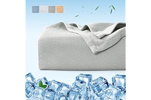 LUXEAR Coperta Letto Estiva Fresca 100% Fibra di Bambù 200*220cm, Marchpower Arc-Chill® Coperta Estiva in Fibra di Raffreddamento Giapponese Q-MAX>0,3 Traspirante Morbido, Anti Statico, Allevia Sudore-Grigio