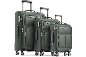 SHOWKOO Valise Lot de 3 Souple Extensible Légère Durable Trolley Tissu Oxford Sets de Bagages Cabine avec 4 roulettes Silencieuses à 360° et Serrure TSA
